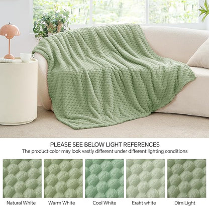 BEDELITE Fleece Blanket - 3D Jacquard Decorative Sage Green Twin Blankets for Couch & Bed, Soft and Cozy Warm Plush Fluffy Blanket All Seasons Suitable, 60x80Inches