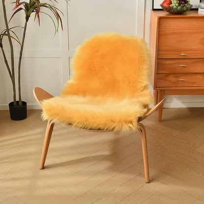 duduta Yellow Faux Sheepskin Rug 2x3 ft, Small Fluffy Shag Fur Rug for Bedroom Dorm Nursery Chair Covers Decor Non Slip