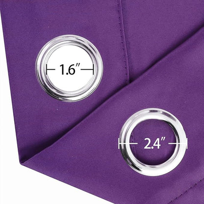 LEMOMO Blackout Curtains 66 x 72 Inch Long Purple Curtains Set of 2 Panels Room Darkening Curtains for Bedroom and Living Room