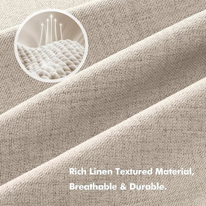 MIULEE 100% Blackout Linen Curtains for Bedroom, Natural Solid Luxury Decor Thermal Insulation Room Darkening Drapes for Living Room Nursery Back Tab Rod Pocket 42 x 84 Inches, 2 Panels