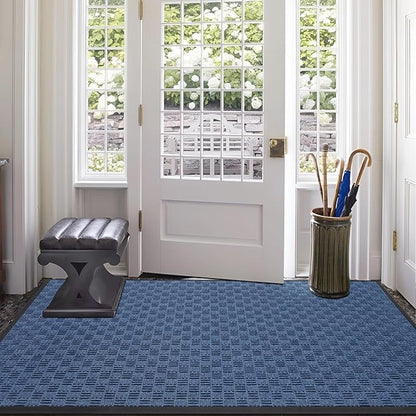 Mibao Front Door Mat, Heavy Duty Durable Welcome Mat for Outdoor Indoor, Dirt Trapper Waterproof Super Absorbent Door Mat for Entryway Outside Patio Porch, 73" x 46", Blue