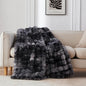 COOVA Faux Fur Throw Blanket for Couch, Cozy Soft and Fuzzy Plush Rabbit Fur Bubble Blanket for Sofa Bedroom Living Room, 50x60 Inches Tie Dye Black