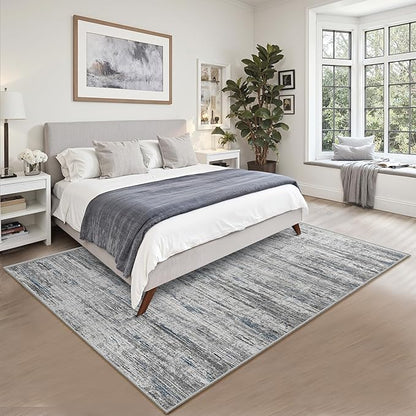 4x6 Rug - Stain Resistant Abstract Washable Rugs, Anti Slip Area Rugs for Living Room,Modern Low Pile Carpet with Rubber Backing Home Decor Small Area Rug
