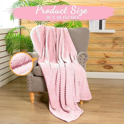 Buryeah 6 Pcs Flannel Throw Blanket Bulk 50 x 60 in Sleepover Blanket Outdoor Wedding Throw Lightweight, Oeko-tex Standard 100 Certified for Sofa Homeless Gifts (Light Pink)