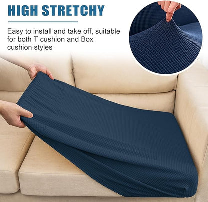 Water Resistant Sofa Cushion Slipcovers, RV Seat Cushion Covers High Stretch Furniture Protector, Washable Covering Coats for Camper (Chair Cushion, Navy)