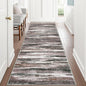Lansny Modern Abstract Runner Rug 3x8, Dark Light Brown White Washable Kitchen Runner Non-Slip Soft Hallway Rug Runner Thin Print Faux Wool Carpet for Entryway Bedroom Laundry Room Indoor