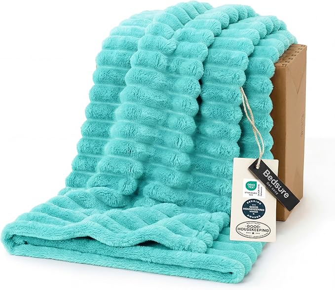 Bedsure GentleSoft Blue Fog Fleece Blanket for Couch - Cozy Soft Blankets for Women, Cute Small Throws for Girls, 60x80 Inches