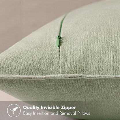 MIULEE Decorative Linen Euro Sham Pillow Covers 24x24 Light Green Boho Farmhouse Neutral Spring Couch Throw Pillows for Bed Pack of 2 Accent Modern Pillowcase Summer Sofa Livingroom Home Decor