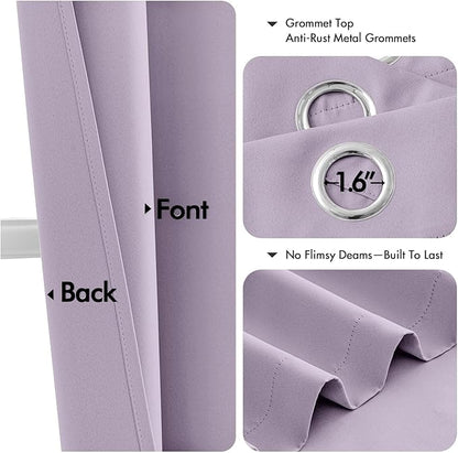 MIULEE Lilac Blackout Curtains for Bedroom Living Room 45 Inches Long 2 Panels, Thermal Insulated Room Darkening Drapes Solid Grommet Noise Reduction Light Blocking Window Treatments 40x45 Inch