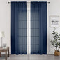 Chyhomenyc Sheer Curtains Extra Long 96 inch 2 PCS- Casual Style Airy & Breathable with Amount Light Sheer Panels for Patio/Glass Door (1 Pair Set=Total 84 inches Wide, Each W42 x L96, Navy Blue)