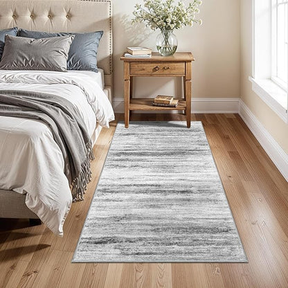 3x5 Area Rug Non-Slip: Washable Rugs for Hallway Entryway Kitchen Living Room Bedroom - Easy-to-Clean Stain and Water Resistant Carpet - Soft Low-Pile Throw Mat Grey