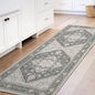OPPODREAM Soft Entryway Rug 2x6, 2x6 Rug Runner, Washable Hallways Carpet 2 x 6 with Non Slip Backing, Low-Pile Bedside Carpet 2 x 6, Long, Faux Cashmere, Greenish Grey