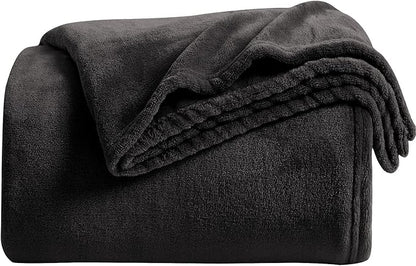 KMUSET Super Soft Throw Blanket Premium Silky Flannel Fleece Throw Size Black Microfiber Lightweight Blanket All Season Use