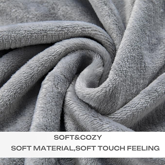JIAHANNHA Flannel Fleece Blanket Queen Size(90 by 90 Inches),Grey Throw Blanket for Couch Bed Sofa 280GSM,Super Soft Plush Fuzzy and Cozy Warm Bed Blanket for All Season