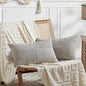 Fancy Homi 2 Packs Neutral Grey Lumbar Decorative Throw Pillow Covers 16x28 Inch for Living Room Couch Bed Sofa, Farmhouse Home Decor, Soft Striped Corduroy Rectangle Accent Cushion Case 40x70 cm