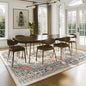 Area Rugs 7'x9' Washable Non-Slip, Floral Vintage Distress Print Pattern Medallion Carpet for Living Room Bedroom Dining Room, Beige Navy Blue Orange Colorful