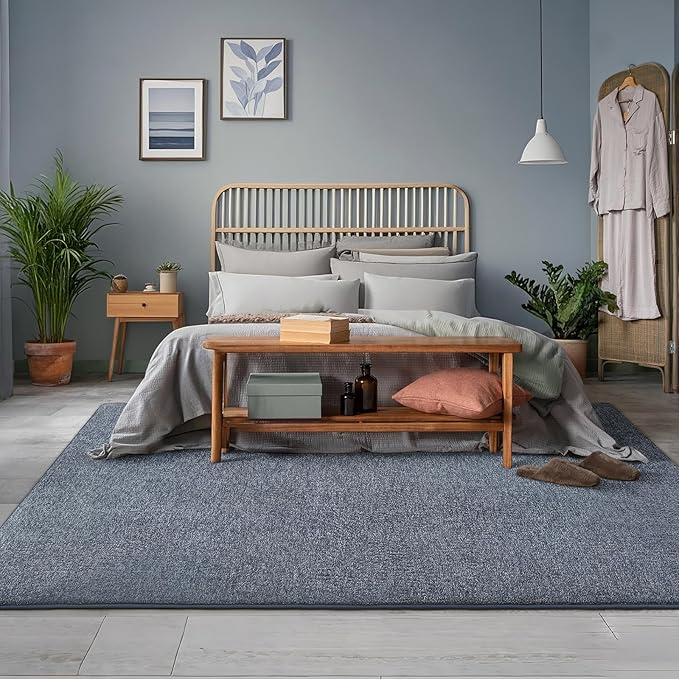 AROGAN Washable 5×7 Living Room Rug, Modern Area Rugs with Soft Memory Foam for Bedroom, Minimalist Non-Slip Indoor Floor Carpet for Dining Room Office Kids Playroom Decor, Navy Blue