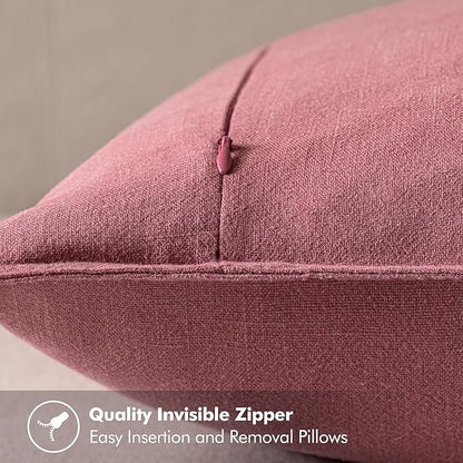 MIULEE Decorative Linen Pillow Covers 18x18 Inch Cranberry Red Boho Farmhouse Neutral Couch Throw Pillows for Bed Pack of 2 Accent Modern Pillowcase Sofa Livingroom Home Decor