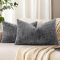 decorUhome Dark Grey Chenille Throw Pillow Covers 12x20 Set of 2 Textured Soft Cozy Slubby Couch Pillow Covers Modern Farmhouse Boho Decorative Pillow Cases for Bed Sofa Living Room