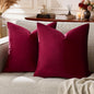 GIGIZAZA Velvet Pillow Covers 20x20: Pack of 2 Throw Pillows Soft Solid Covers - Burgundy Decorative Couch Small Cushion Covers Used for Chrismas Room Decor,Living Room,Bedroom,Sofa