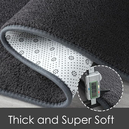 AROGAN 2x8 Feet Shag Runner Rug for Hallways, Washable Rugs with Memory Foam for Bedroom, Entryway Indoor Fluffy Throw Rug for Bedside Living Room Kids Girls Nursery Dorm Room Decor, Dark Grey