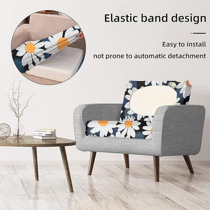 8Pcs Stretch Patio Cushion Covers,Outdoor Couch Covers Replacement,Outdoor Couch & Sofa Slipcovers,for Patio Furniture Cushion Covers,Washable Reusable urniture Protector(Chrysanthemum,8PCS)