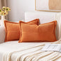 MIULEE Orange Decorative Lumbar Throw Pillow Covers for Couch Bed Livingroom 12x20 Inch Set of 2 Boho Accent Throw Pllows Broadside Striped Patchwork Soft Corduroy Pillowcases