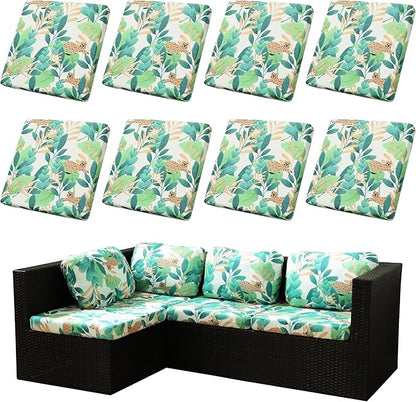 8Pcs Stretch Patio Cushion Covers,Outdoor Couch Covers Replacement,Outdoor Couch & Sofa Slipcovers,for Patio Furniture Cushion Covers,Washable Reusable urniture Protector(Leopard,8PCS)