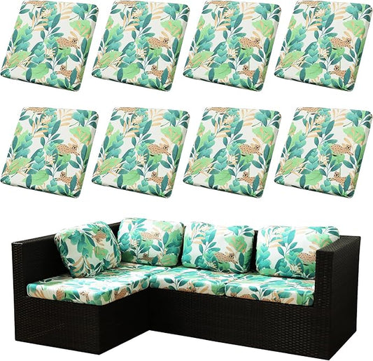 8Pcs Stretch Patio Cushion Covers,Outdoor Couch Covers Replacement,Outdoor Couch & Sofa Slipcovers,for Patio Furniture Cushion Covers,Washable Reusable urniture Protector(Leopard,8PCS)