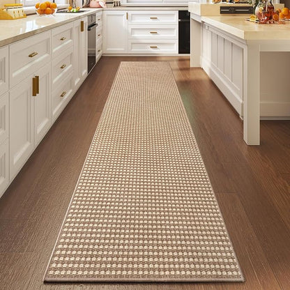 YDKGL 2x10 ft Hallway Runner Rug Extra Long Boho Woven Kitchen Runner Rugs Mat Non Slip Washable, Soft Hall Floor Mat Runner Carpet for Indoor Backdoor Bedroom Entryway Laundry Living Room, Brown