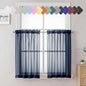 Lecloud Volie Sheer Curtains Blue Tiers 36 Inches Long 2 Pieces Set, Gauzy Solid Window Small Curtain for Bedroom Livng Room Bathroom Kitchen, Dual Rod Pockets Cupboard Tier Light Reducing 40x36 Inch