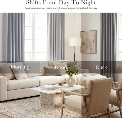 PONY DANCE Blackout Window Curtains Set - 42 W x 72 Inches L, Silver Grey Window Drapes Thermal Curtain Rod Pocket Room Darkening Panels/Light Blocking for Living Room, 2 PCs