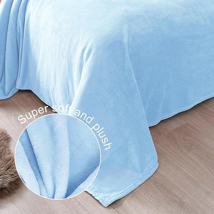 Exclusivo Mezcla Fleece Blanket Twin Size for Bed, Super Soft and Warm, All Season, Cozy, Plush, Lightweight, 60x80 Inches Ice Blue