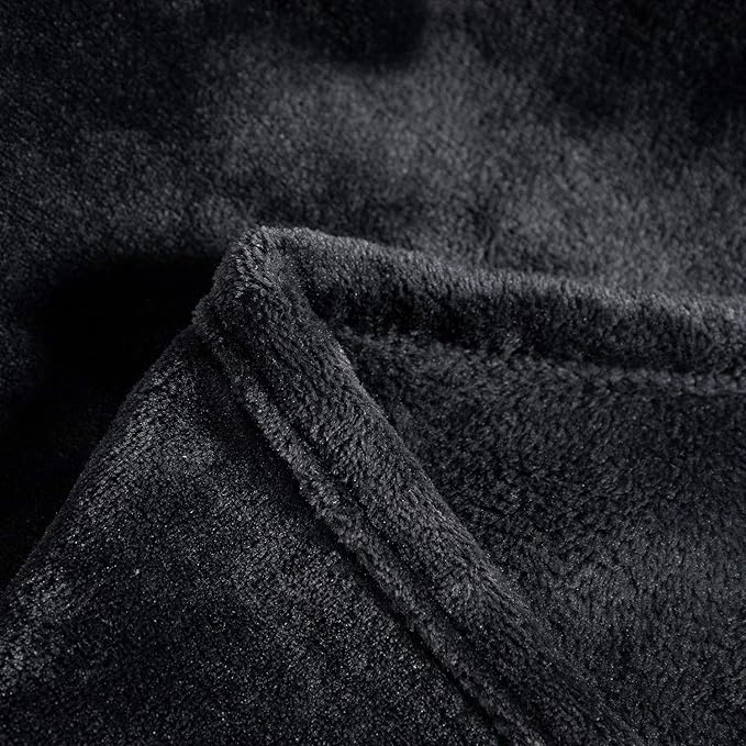TASTHROW Large Flannel Fleece Throw Blanket, 90×108 Inch - Cozy Lightweight Thick Blanket - All Seasons Suitable for Women, Men and Kids (Black)