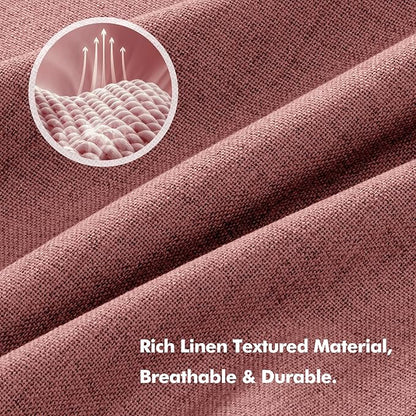 MIULEE 100% Blackout Linen Curtains for Bedroom, Dusty Rose Solid Luxury Decor Thermal Insulation Room Darkening Drapes for Living Room Nursery Back Tab Rod Pocket 42 x 63 Inches, 2 Panels