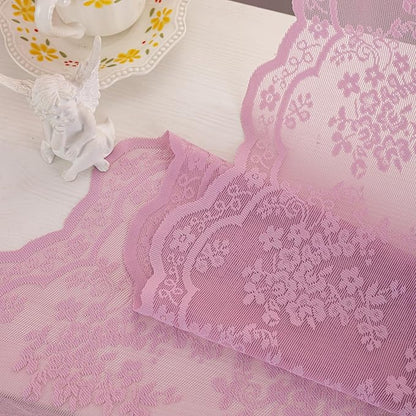YJ YANJUN Vintage Lace Curtains 84 Inches Long-Victorian Floral Pattern Lalic Sheer Curtain Panels for Living Room Bedroom,Light Filtering, Cute Girls Drapes 2 Panels 52W x 84L Purple Blush