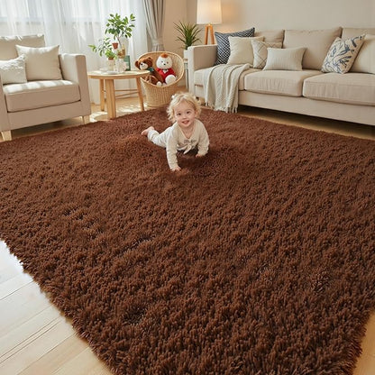Rugs for Living Room 5x8, Alfombras para Salas Shag Large Plush Soft Area Rug, Shaggy Carpets for Bedroom, Kids Boys Girls Home Decor Aesthetic(Coffee, 5 x 8)