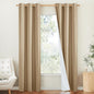 NICETOWN 100% Absolutely Blackout Linen Curtains with Thermal Insulated White Liner, Camel, W42 x L90, 2 Panels, Long Curtains 90 inch Length for Patio Door, Doorway, Office, Overnight Shiftworker