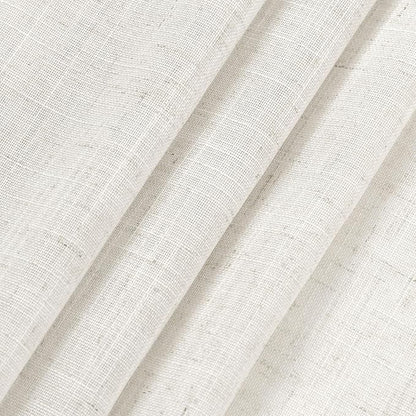 Beige White Linen Curtains 80 Inch Long for Bedroom Back Tab, Filters Light Privacy Transparent Curtains Modern Farmhouse Coastal Decor for Sliding Glass Doors 2 Panels 52x80