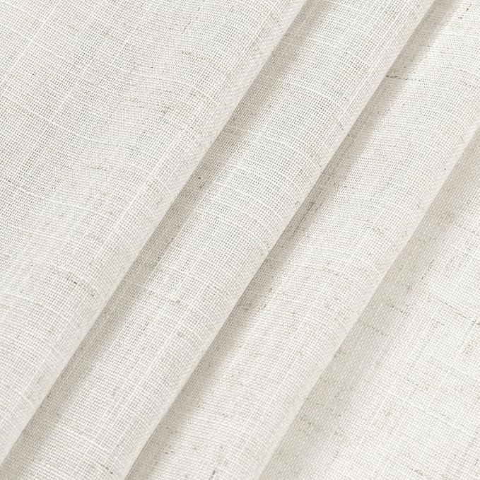 Nanspring Beige White Linen Curtains for Living Room 98 Inches Long Back Tab and Rod Pocket Light Filtering Semi Sheer Curtain Rustic Farmhouse Decor Luxury Drapes for Bedroom Office 52x98, 2 Panels