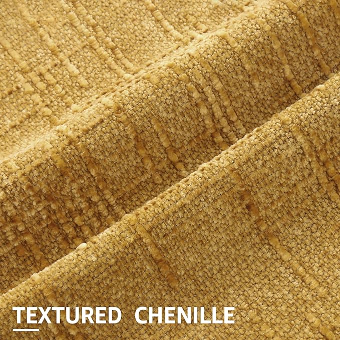 decorUhome Summer Mustard Yellow Chenille Euro Sham Throw Pillow Covers 26x26 Set of 2 Textured Cozy Slubby Couch Pillow Covers Modern Farmhouse Boho Decorative Pillow Cases for Bed Sofa Living Room