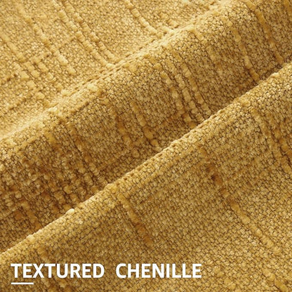 decorUhome Summer Mustard Yellow Chenille Throw Pillow Covers 16x16 Set of 2 Textured Soft Cozy Slubby Couch Pillow Covers Modern Farmhouse Boho Decorative Pillow Cases for Bed Sofa Living Room