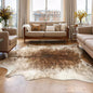 AROGAN Western Decor Faux Fur Cowhide Rug, 4.6 x 5.2 Feet Premium Animal Skin Cow Hide Rug, Sturdy Cow Print Rugs for Wall Decor, Western Floor Carpet for Bedroom Living Room, Brownish