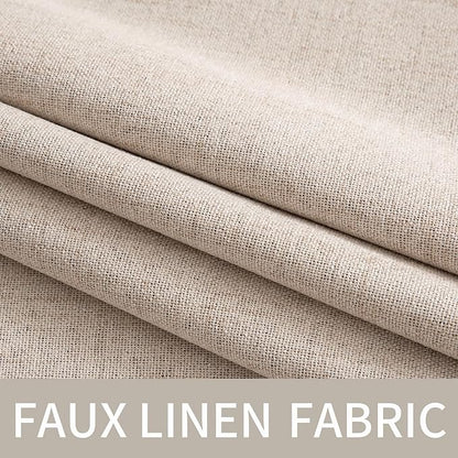 MIULEE 100% Blackout Linen Texture Curtains Soild Thermal Insulated Natural Beige Curtains Grommet Room Darkening Curtains & Drapes for Living Room Bedroom Nursery 42 x 84 (2 Panels)