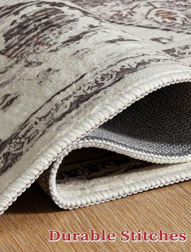 SERISSA Boho Washable Runner Rug, 2x6 Rug Non-Slip Vintage Earth Tone Hallway Kitchen Runner Rug Ultra Soft Print Distressed Floor Carpet for Bedroom Bathroom Laundry Room