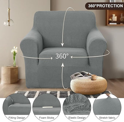 U-NICE HOME Recliner Chair Covers Stretch Couch Cover Sofa Cover Sofa Slipcover Furniture Protector for Chair Cover Pet Friendly(Armchair, Grey)