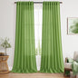 Lime Green Linen Curtains 90 Inch Long 2 Panels Set for Bedroom Living Room, Soft Linen Textured Window Drapes Semi Sheer Light Filtering Rod Pocket Back Tab Morden Style 52x90