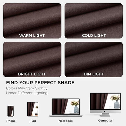 Joydeco Blackout Curtains 45 Inch Length 2 Panels Set, Thermal Insulated Long Curtains& Drapes 2 Burg, Room Darkening Grommet Drapes for Living Room Bedroom Window (W52 x L45 Inch, Chocolate)