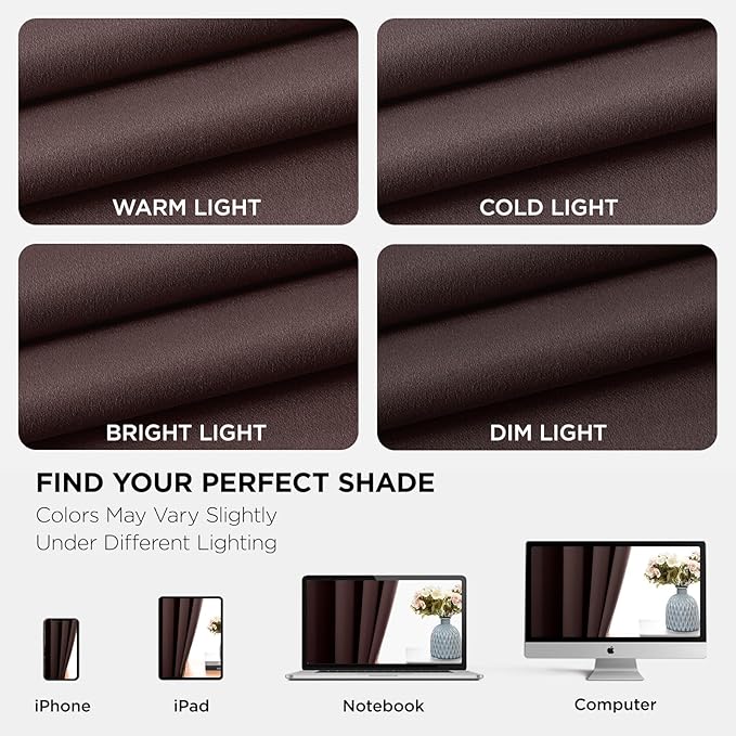 Joydeco Blackout Curtains 84 Inch Length 2 Panels Set, Thermal Insulated Long Curtains& Drapes 2 Burg, Room Darkening Grommet Drapes for Living Room Bedroom Window (W52 x L84 Inch, Chocolate)
