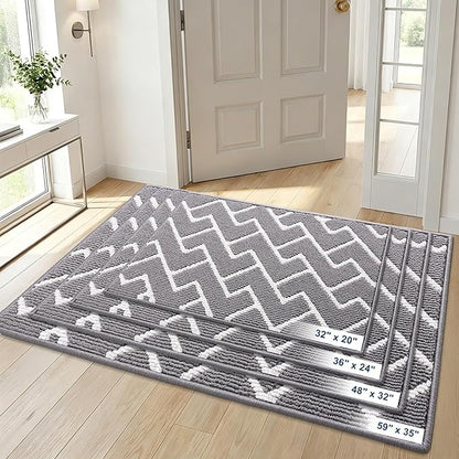 OLANLY Front Door Mat, Non-Slip Rubber Backing, Dirt Resistant and Absorbent, Washable, Easy to Clean Low-Profile Indoor Doormat for Back Door, Entryway, Inside Entrance, 59x35, Grey